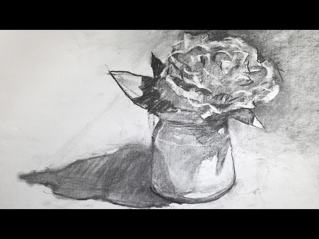 Drawing from Observation of a Flower with Vase Step by Step