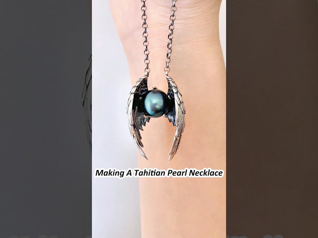 Wings Guarding the Black Pearls - Statement Necklace & Ring Set✨