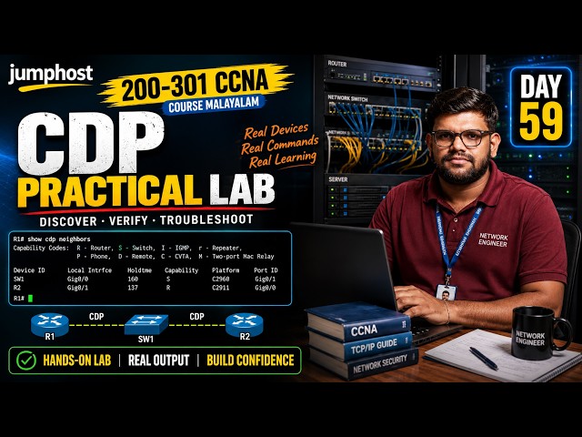 CCNA 200-301 Malayalam | Day 59 | CDP Practical Lab | Cisco Discovery Protocol Hands-On | Cisco