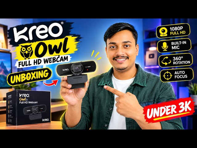 Kreo Owl Full HD Webcam 1080p, With Microphone Unboxing | Best Budget Webcam For Streaming Under 3k