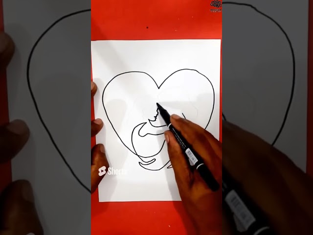 One line art mother and daughter #shorts