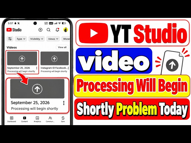 YT Studio Processing Will Begin Shortly Problem Solved | YouTube video not uploading