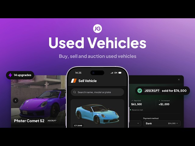 JG Used Vehicles (QB/Qbox/ESX) - FiveM's Complete Used Car Marketplace