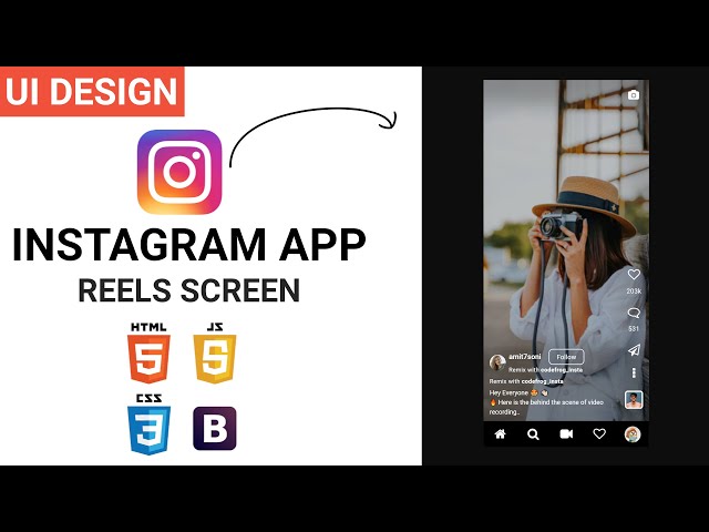 Instagram App UI Template - E03 - Reels Screen | HTML CSS BOOTSTRAP Speed Coding