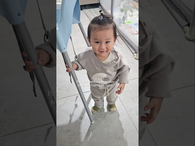 You don't need a walker, just a high chair will do #walkingbaby #funnybabymoments #babyshorts