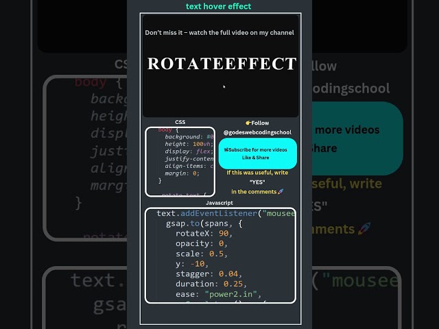 Text Hover Effect HTML CSS JavaScript GSAP | Modern Animation Tutorial