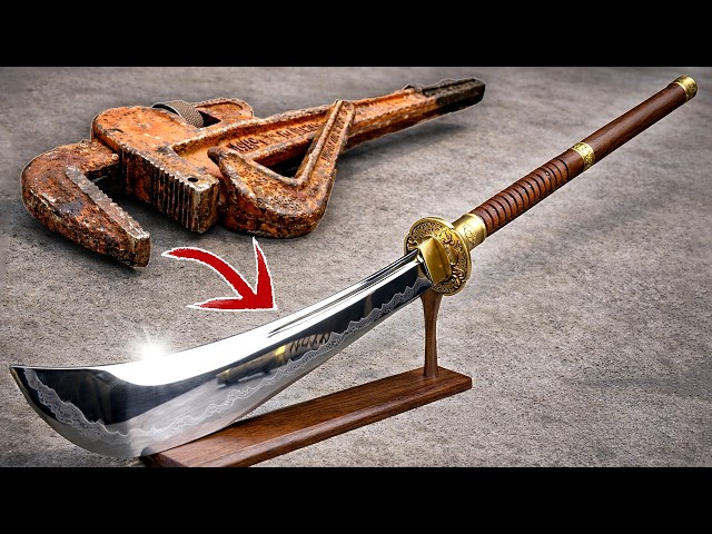 Making NAGINATA from old Pipe wrench irl.