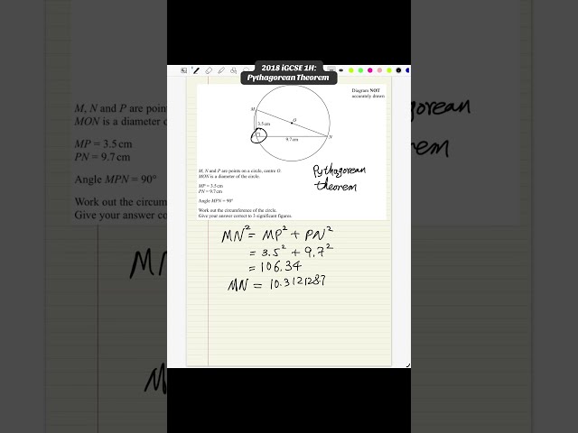 2018 iGCSE Pythagoras theorem