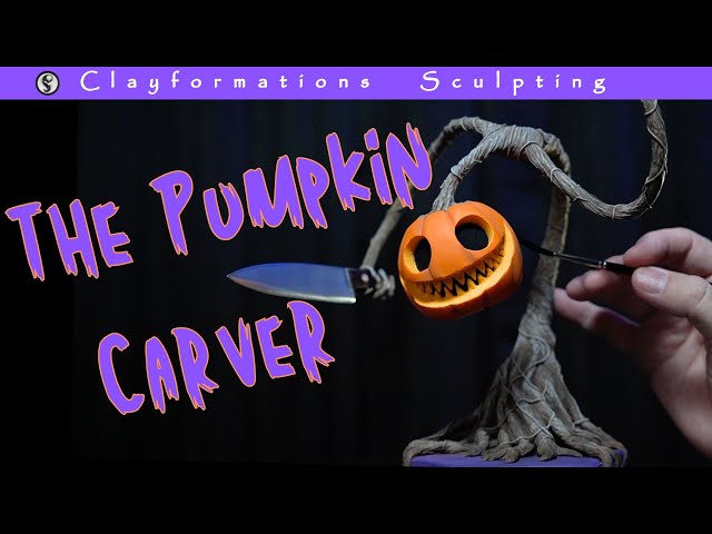 A Sculpture of **The Pumpkin Carver** Instead of Carving Pumpkins... He Carves YOU!