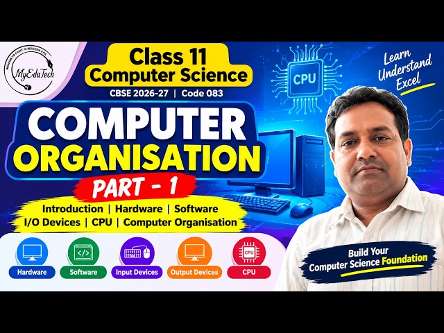 Class 11 Computer Science | Computer Organisation Part 1 | Intro, Hardware, Software, CPU | CBSE 083
