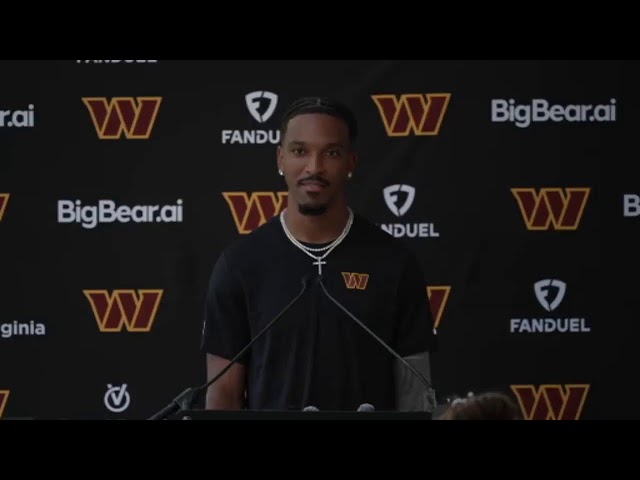QB Jayden Daniels Speaks To The Media After Practice In London