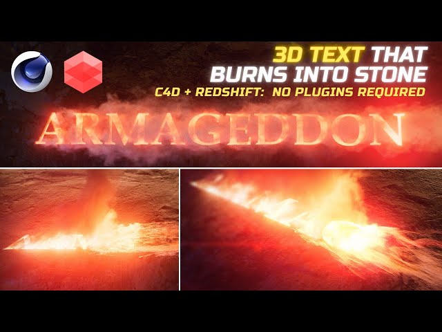 [Cinema 4D + Redshift TUTORIAL]  3D Burning Text Animation - Pyro Fire + Smoke, Matrix Particles