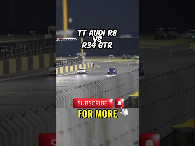 Twin Turbo Audi R8 vs R34 GTR #gtr #r34 #racing #shorts