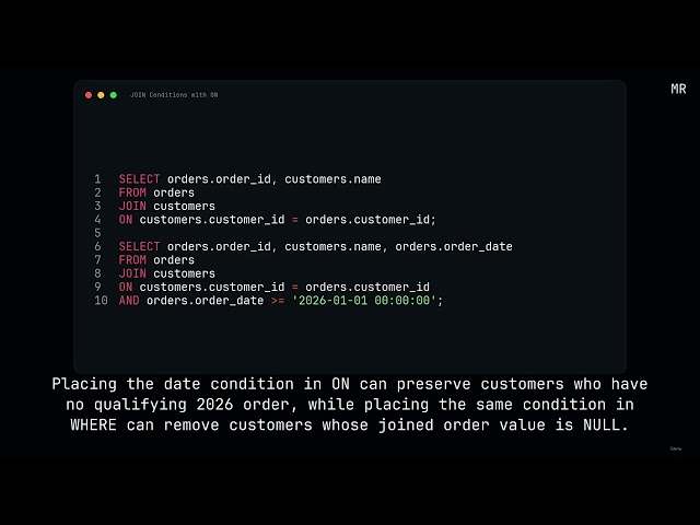 39. JOIN Conditions with ON MySQL for beginners 2026 Free
