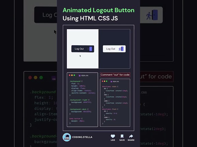 Animated Logout Button using HTML CSS JSHover Effect Next Level Animation Log out  #flywithcode