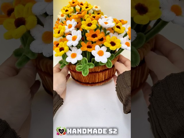 DIY Big Pot of Daisies with Pipe Cleaner Part 1 Make flower #diy #flowers #pipecleaner