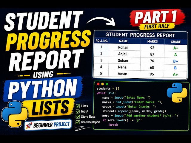 Student Progress Report Using Lists in Python | Beginner Project Part 1
