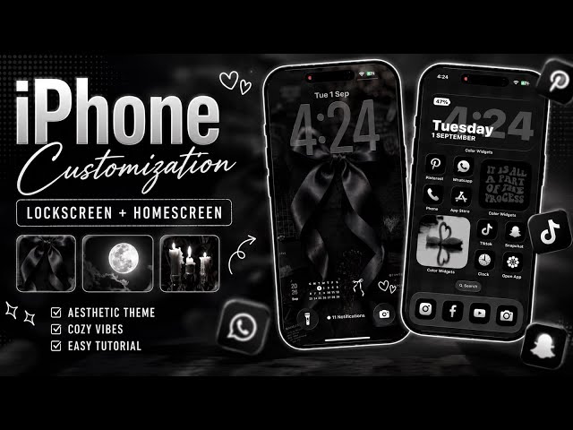How to make your iPhone Aesthetic🖤 iOS 26 aesthetic icon, widgets, homescren, lock screen tutorial✨