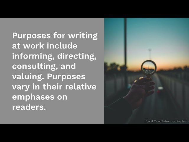 Purposes for Workplace Writing