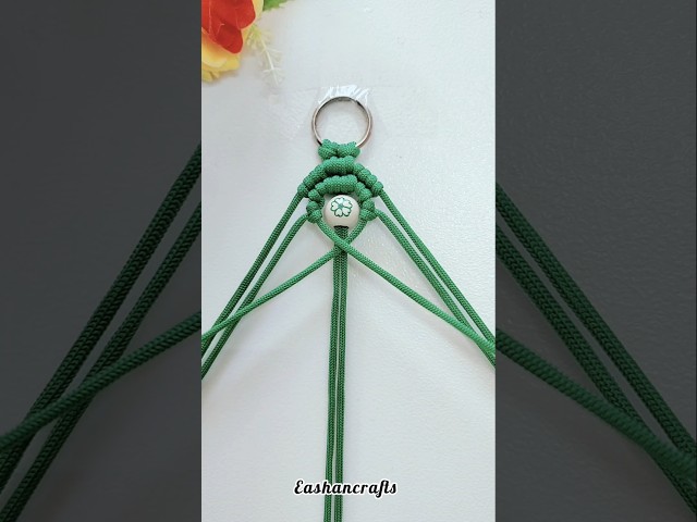 The Cutest Handmade Keychain Ever 💚✨ #diy #macrame  #crafts #shorts #ytshorts #keychain