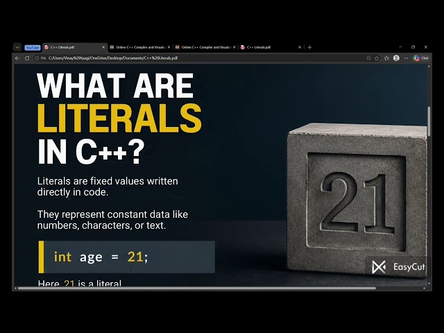 C++ Literals & Size of Operator Explained in Hindi | DSA with C++ | Btech Buddy