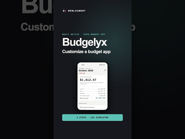 Customize a React Native Budget App in 4 Steps | Budgelyx #Shorts