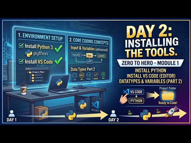 Python Day 2🐍 | Install Python & VS Code + First Python Program | Zero to Hero