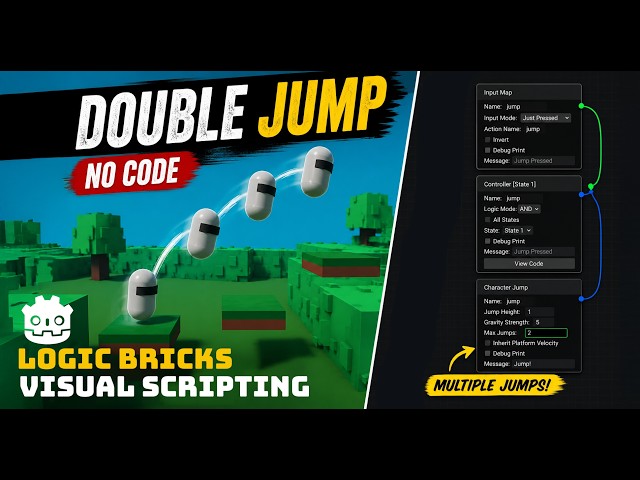Godot Double Jump Without Coding (60 Second Tutorial)