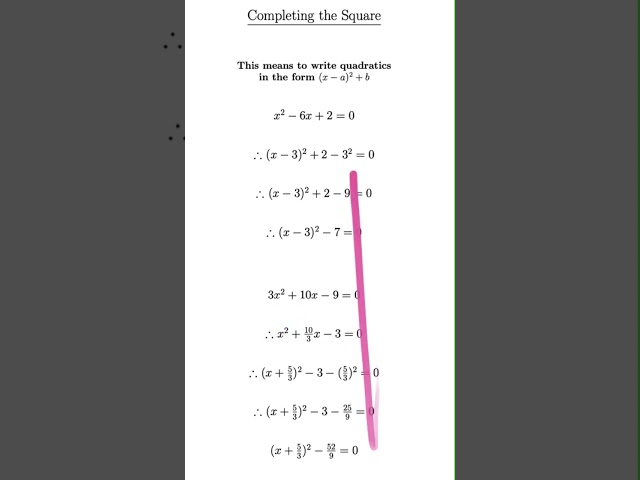 Quick reminder: Completing the square with coefficient of x squared