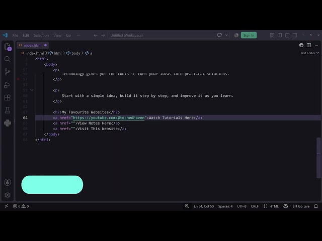 Adding Links to a Webpage in HTML | HTML Links Demonstration | Tech'Ed Haven