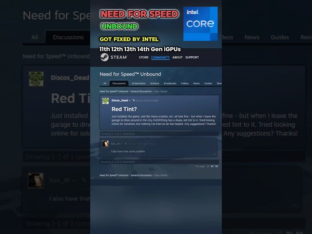 Need for Speed Unbound - Red tint fixed on Intel UHD Graphics ( 11th to 14th Gen Core CPUs ) #shorts