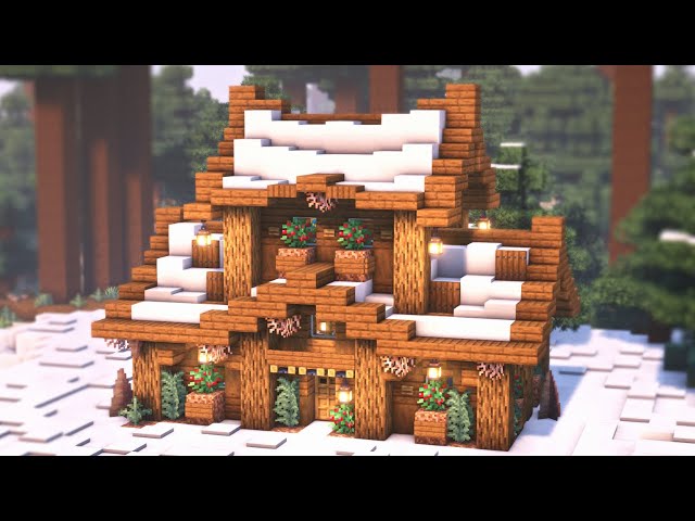 Minecraft: How to Build a Winter Log Cabin I Easy Relaxing Tutorial