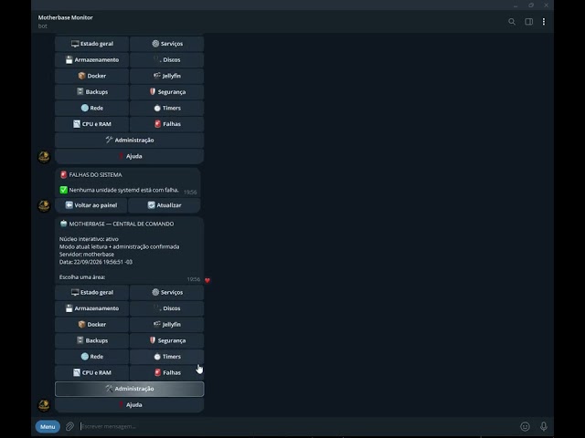 Bot do Telegram para Monitorar e Administrar Meu Servidor | Motherbase