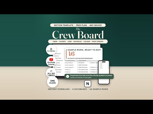 Painter Crew Notion Template: Full Walkthrough (Jobs, Schedule, Colors, 6 Databases)