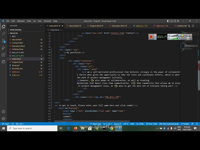 Designing a simple website using Visual Studio, HTML, CSS