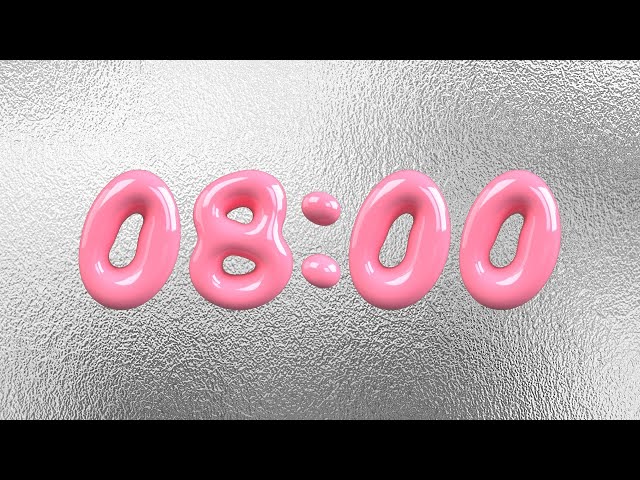 ⛓️💗 8-Minute Timer | Pink Bubblegum & Silver | Simple Clicks | 4K✨