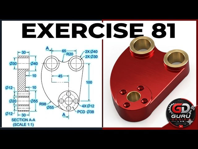 SolidWorks Tutorial for Beginners | Exercise 81 Mechanical Part