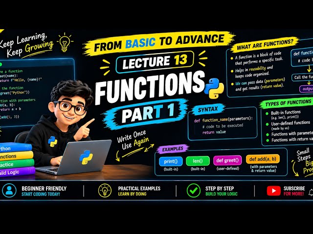 Python Full Course ♥️ | Functions Part 1 | Lecture 13