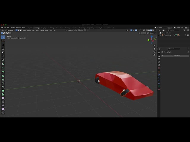 AI Animation in Blender: Low-Poly Ferrari, 3 Tries to Get Wheel Rotation Right | 3D-Agent