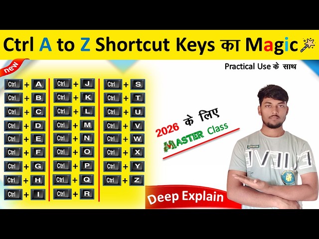 Ctrl A to Z Shortcut Keys in Hindi | Ctrl Shortcut Keys Complete Class for  Beginners 2026.