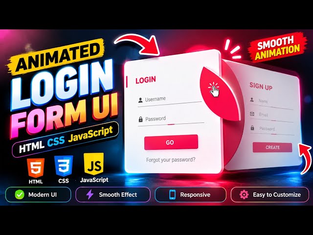 🔥 Animated Login UI 🤯 | HTML CSS JavaScript Project || RSKWORLDIN