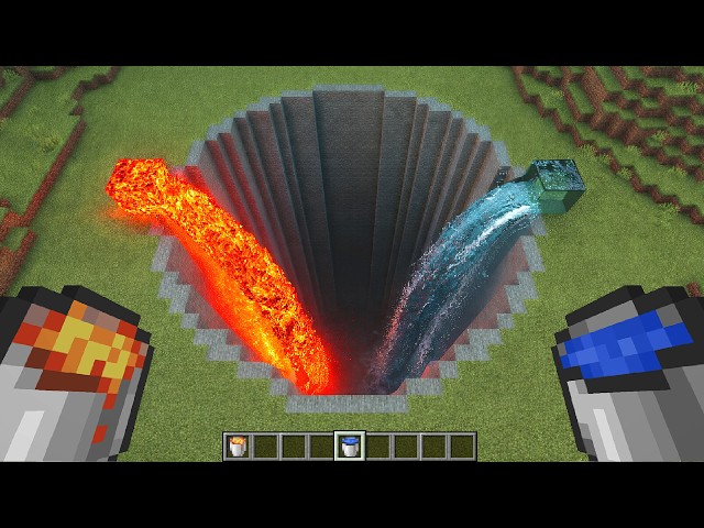 Realistic Water & Lava vs GIANT Pit (what will happen?) - Minecraft Compilation