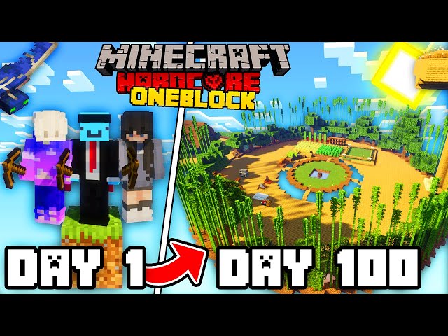 We Survived 100 Days on ONE BLOCK in Minecraft Hardcore...