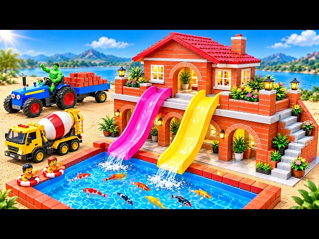 DIY Mini Tractor Builds Modern Water Slide Park Ever Built With Swimming Pool | Science Project
