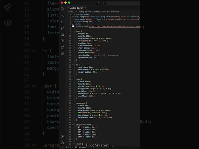Loading Bar #html #css #tutorial #loading #bar #htmlcss #webdesign