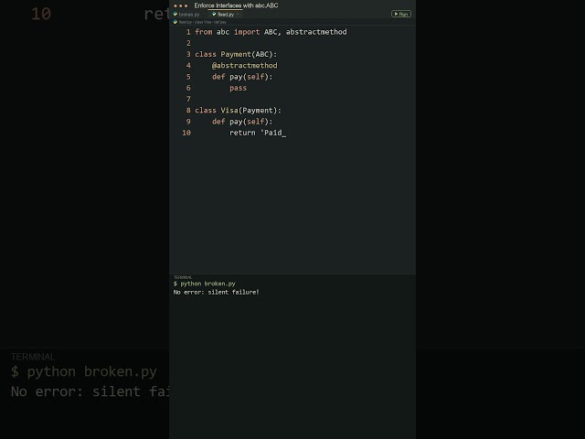 Enforce Code Rules with Python ABCs! 🛡️ #shorts #python