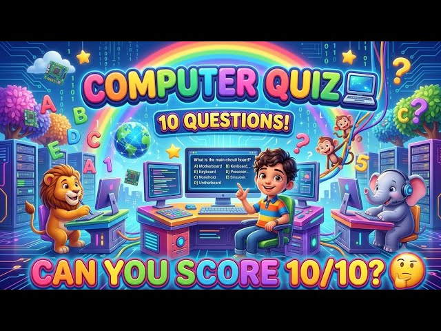 💻 Computer Parts Quiz for Kids | 10 Questions Challenge | Computer Knowledge | Quick Learning Kids