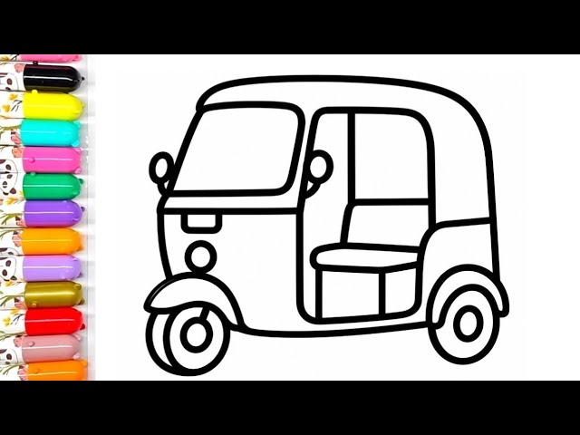 How to Draw Auto Rickshaw🛺 | Step by Step | Drawing Tutorial | Let's Draw Together 