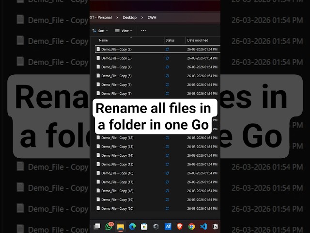 How to rename all files inside a folder #cswithharsh #pythontutorial #technology #computer #shorts