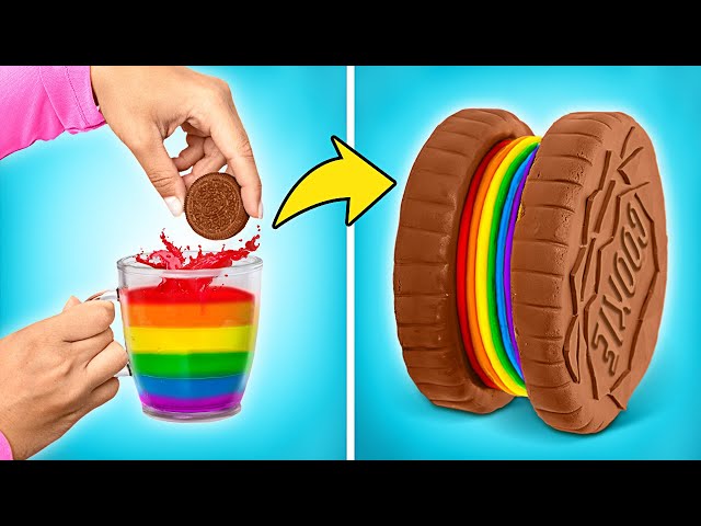 ¡MANUALIDADES FÁCILES! Hagamos un delicioso pastel de galleta de fondant con decoración colorida 🌈🎂